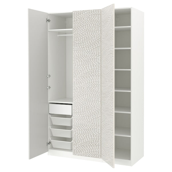 PAX / MISTUDDEN - Wardrobe combination, white/grey patterned,150x60x236 cm