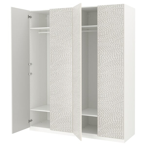 PAX / MISTUDDEN - Wardrobe combination, white/grey patterned,200x60x236 cm