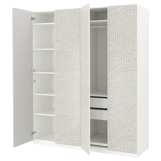 Ikea PAX / MISTUDDEN - Wardrobe combination, white/grey patterned,200x60x236 cm