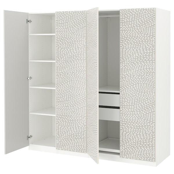 PAX / MISTUDDEN - Wardrobe combination, white/fancy grey,200x60x201 cm