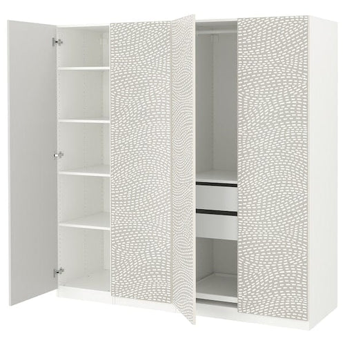 PAX / MISTUDDEN - Wardrobe combination, white/fancy grey,200x60x201 cm