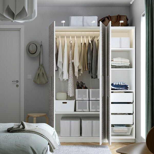 PAX / MISTUDDEN - Wardrobe combination, white/grey patterned,150x60x201 cm