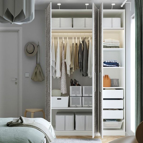 PAX / MISTUDDEN - Wardrobe combination, white/grey patterned,150x60x236 cm