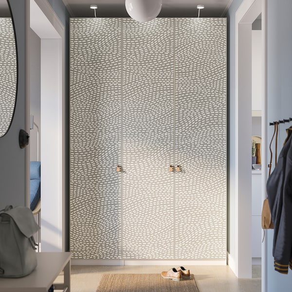 PAX / MISTUDDEN - Wardrobe combination, white/grey patterned,150x60x236 cm