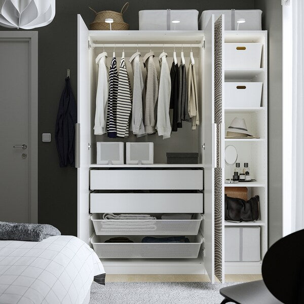 PAX / MISTUDDEN - Wardrobe combination, white/grey patterned,150x60x201 cm