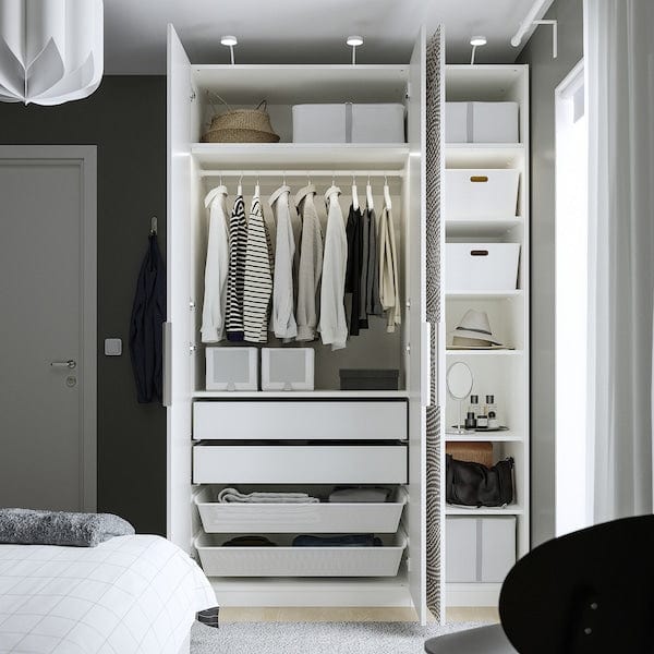 Ikea PAX / MISTUDDEN - Wardrobe combination, white/grey patterned,150x60x236 cm