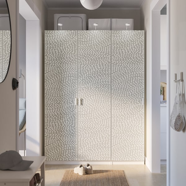 PAX / MISTUDDEN - Wardrobe combination, white/grey patterned,150x60x201 cm