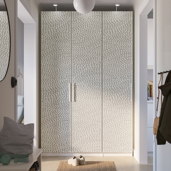 PAX / MISTUDDEN - Wardrobe combination, white/grey patterned,150x60x236 cm