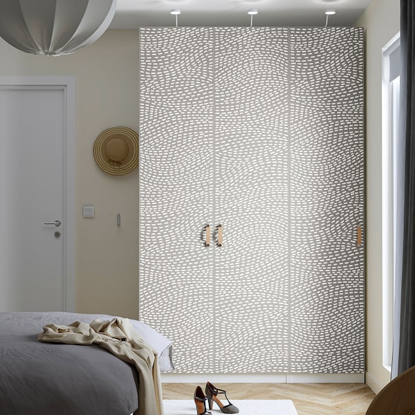 PAX / MISTUDDEN - Wardrobe combination, white/grey patterned,150x60x236 cm