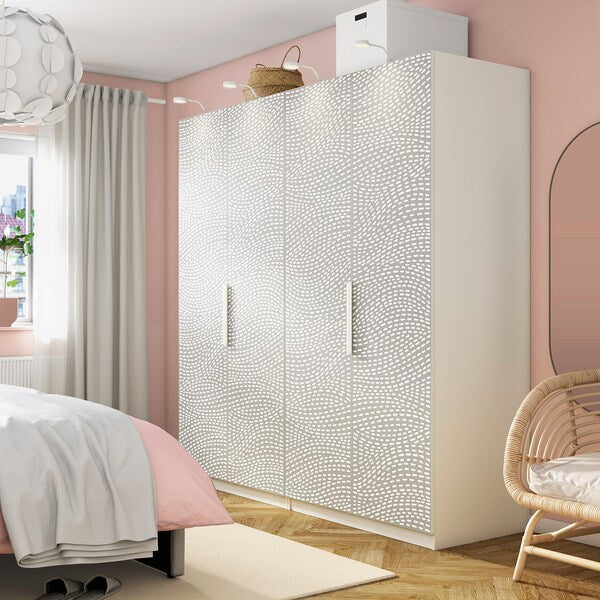 PAX / MISTUDDEN - Wardrobe combination, white/fancy grey,200x60x201 cm