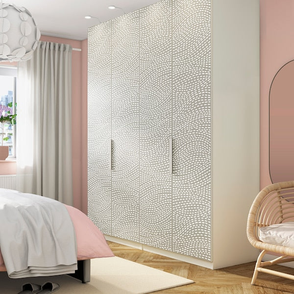 PAX / MISTUDDEN - Wardrobe combination, white/grey patterned,200x60x236 cm