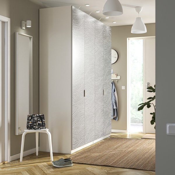 PAX / MISTUDDEN - Wardrobe combination, white/grey patterned,200x60x236 cm