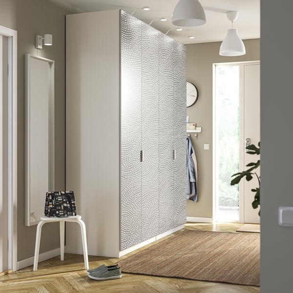 PAX / MISTUDDEN - Wardrobe combination, white/grey patterned,200x60x236 cm