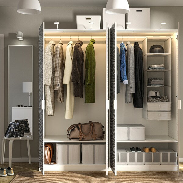 PAX / MISTUDDEN - Wardrobe combination, white/fancy grey,200x60x201 cm