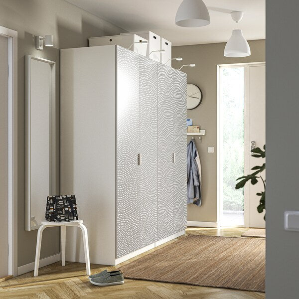 PAX / MISTUDDEN - Wardrobe combination, white/fancy grey,200x60x201 cm