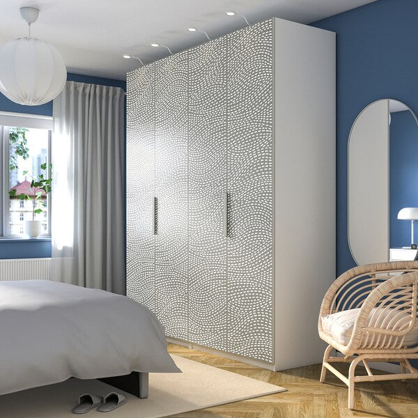 PAX / MISTUDDEN - Wardrobe combination, white/grey patterned,200x60x236 cm