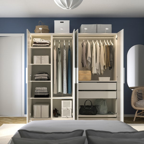 PAX / MISTUDDEN - Wardrobe combination, white/fancy grey,200x60x201 cm