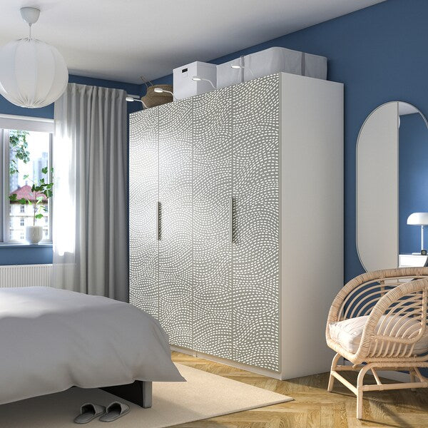 PAX / MISTUDDEN - Wardrobe combination, white/fancy grey,200x60x201 cm