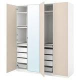 PAX / REINSVOLL/ÅHEIM wardrobe combination, white/grey-beige mirror glass, 200x60x236 cm