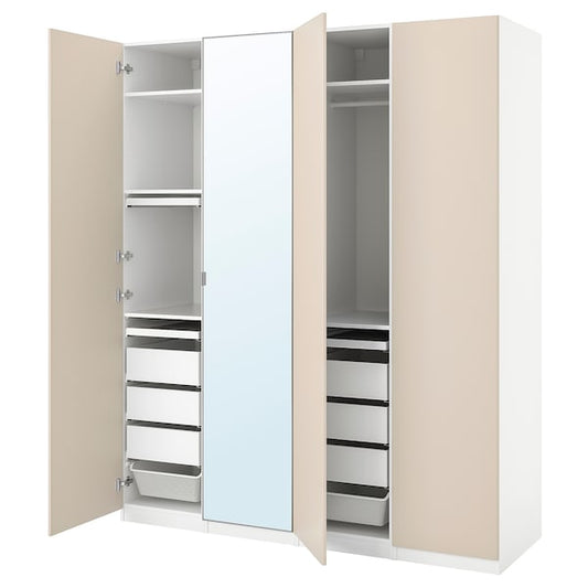 PAX / REINSVOLL/ÅHEIM - Wardrobe combination, white/grey-beige,200x60x236 cm