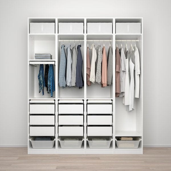 Ikea PAX / REINSVOLL - Wardrobe combination, white/grey-beige,200x60x236 cm