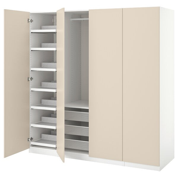 PAX / REINSVOLL - Wardrobe combination, white/grey-beige,200x60x201 cm