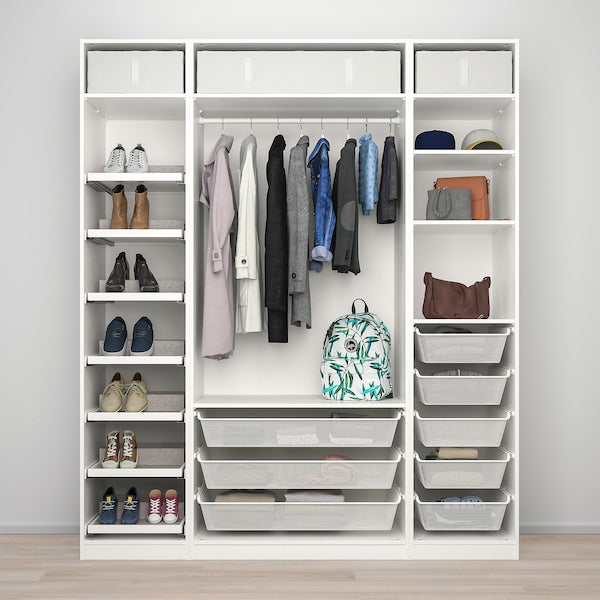 PAX / REINSVOLL - Wardrobe combination, white/grey-beige,200x60x236 cm