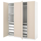 PAX / REINSVOLL wardrobe combination, white/grey-beige, 200x60x236 cm