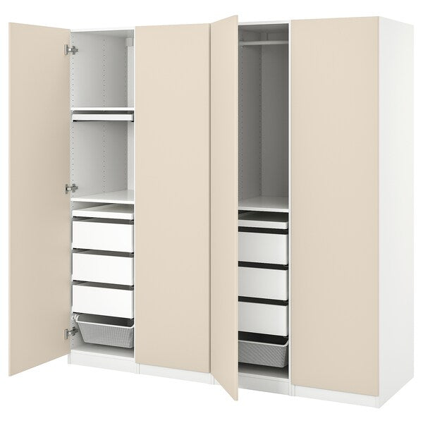 PAX / REINSVOLL - Wardrobe combination, white/grey-beige,200x60x201 cm