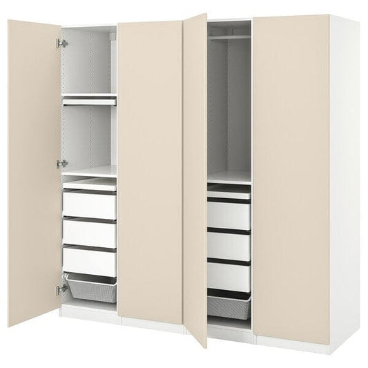 Ikea PAX / REINSVOLL - Wardrobe combination, white/grey-beige,200x60x201 cm