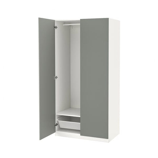 Ikea PAX / REINSVOLL - Wardrobe combination, white/grey-green,100x60x201 cm