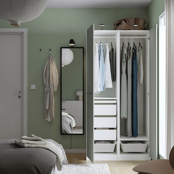 PAX / REINSVOLL - Wardrobe combination, white/grey-green,100x60x201 cm