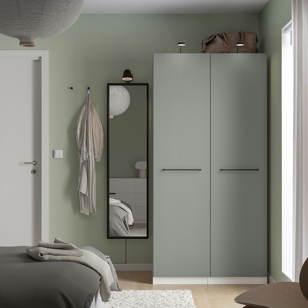 PAX / REINSVOLL - Wardrobe combination, white/grey-green,100x60x201 cm