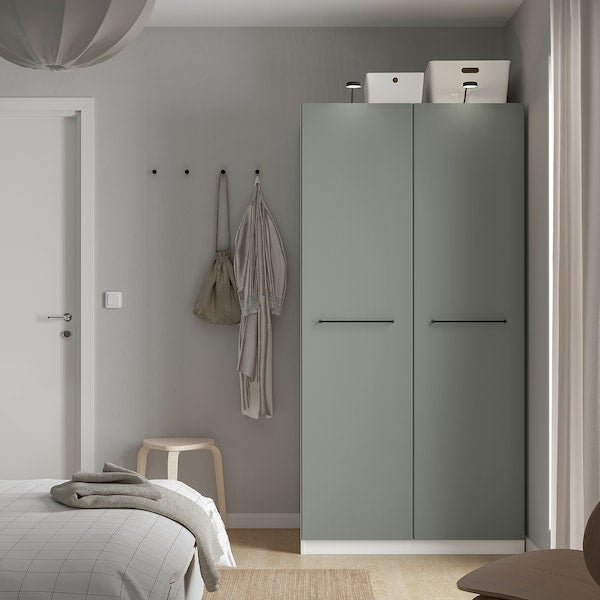 PAX / REINSVOLL - Wardrobe combination, white/grey-green,100x60x201 cm