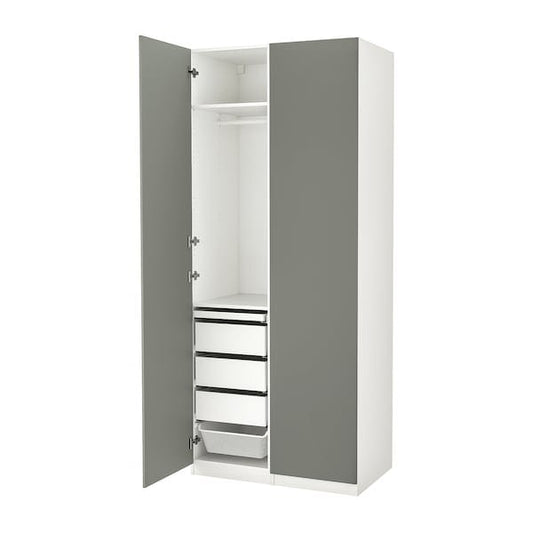 Ikea PAX / REINSVOLL - Wardrobe combination, white/grey-green,100x60x236 cm