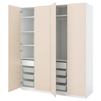PAX / REINSVOLL wardrobe combination, white/grey-beige, 200x60x236 cm