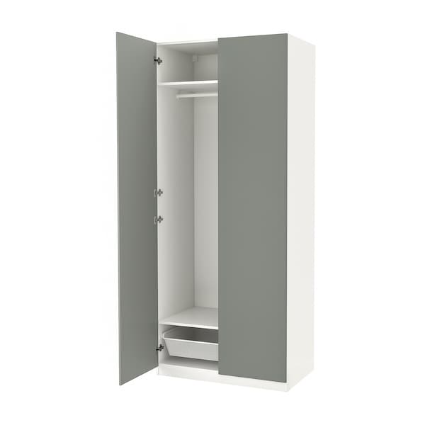 PAX / REINSVOLL - Wardrobe, white/grey-green,100x60x236 cm