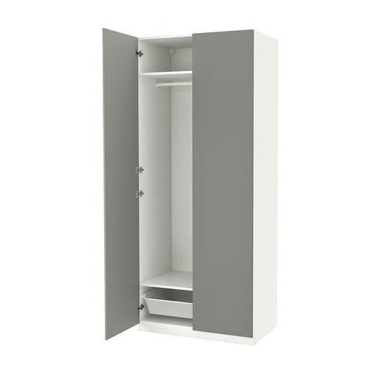 Ikea PAX / REINSVOLL - Wardrobe, white/grey-green,100x60x236 cm