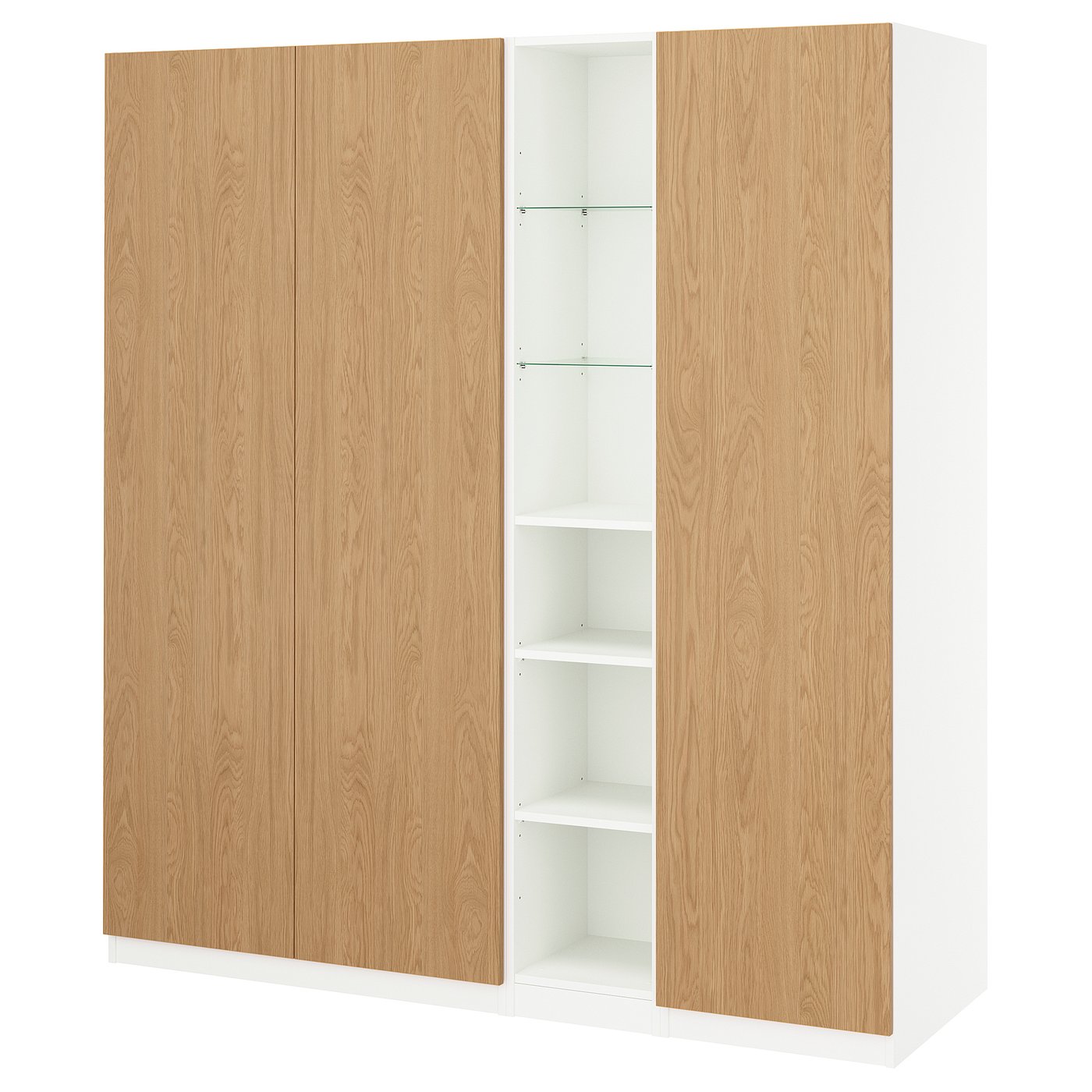PAX / STORKLINTA wardrobe combination, white oak effect/white, 185x60x201 cm