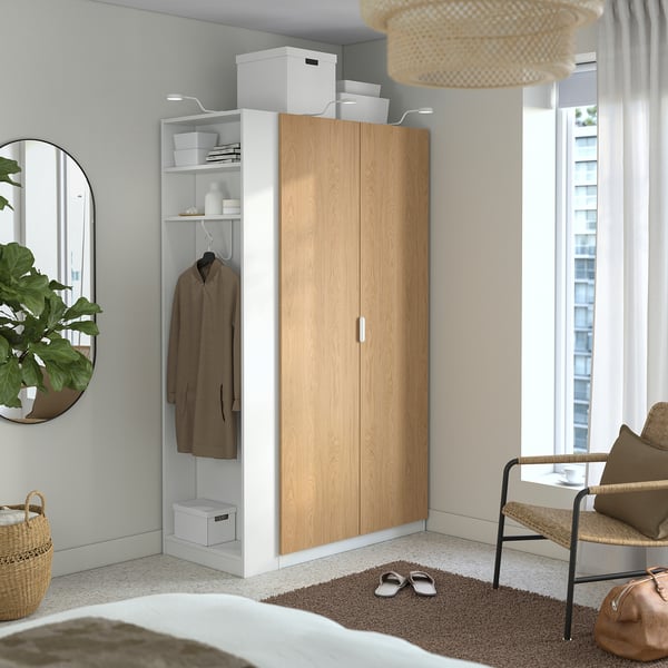 PAX / STORKLINTA wardrobe combination, white oak/white effect, 120x60x201 cm Wardrobe combination, white oak/white effect,120x60x201 cm