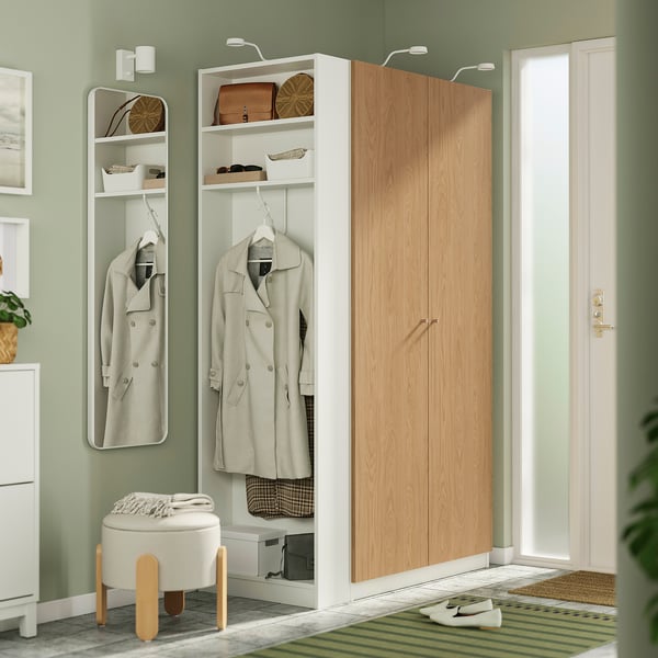 PAX / STORKLINTA wardrobe combination, white oak/white effect, 120x60x201 cm Wardrobe combination, white oak/white effect,120x60x201 cm