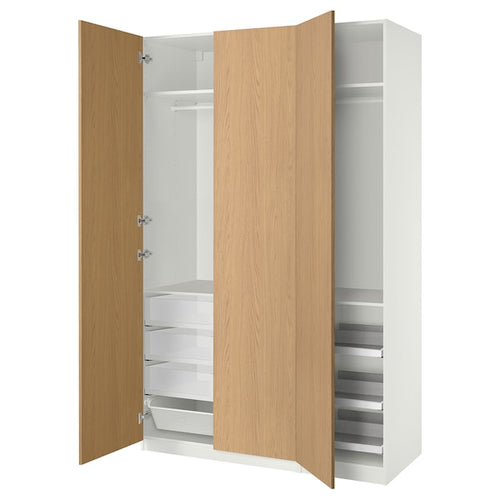 PAX / STORKLINTA - Wardrobe combination, white / oak effect,150x60x236 cm