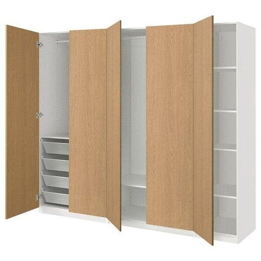 Ikea PAX / STORKLINTA - Wardrobe combination, white/ oak effect,250x60x201 cm