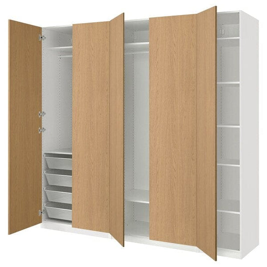 Ikea PAX / STORKLINTA - Wardrobe combination, white / oak effect,250x60x236 cm