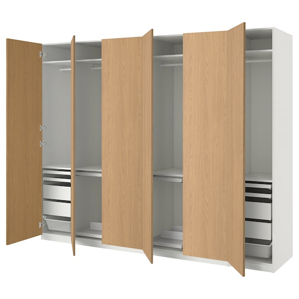 PAX / STORKLINTA - Wardrobe combination, white / oak effect,300x60x236 cm