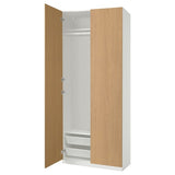 PAX / STORKLINTA wardrobe combination, white/oak effect, 100x38x236 cm