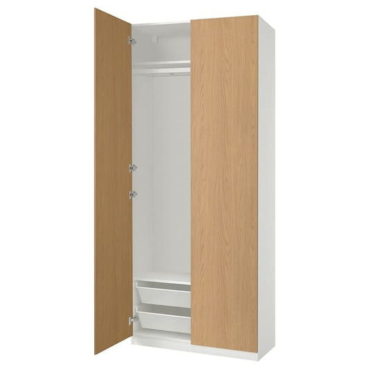 Ikea PAX / STORKLINTA - Wardrobe combination, white / oak effect,100x38x236 cm