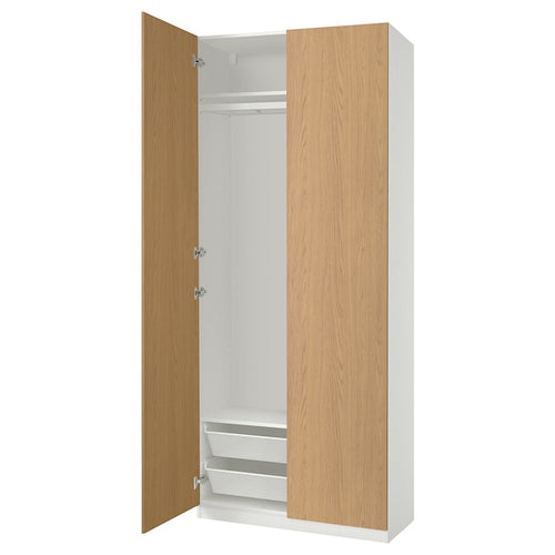 PAX / STORKLINTA - Wardrobe combination, white / oak effect,100x38x236 cm