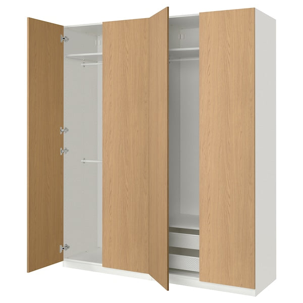 PAX / STORKLINTA - Wardrobe combination, white / oak effect,200x60x236 cm