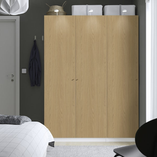 PAX / STORKLINTA - Wardrobe combination, white/ oak effect,150x60x201 cm